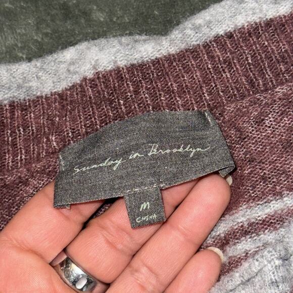 Sunday In Brooklyn Alana Sweater Women's Medium Maroon Gray Striped Long Sleeve - Picture 4 of 7